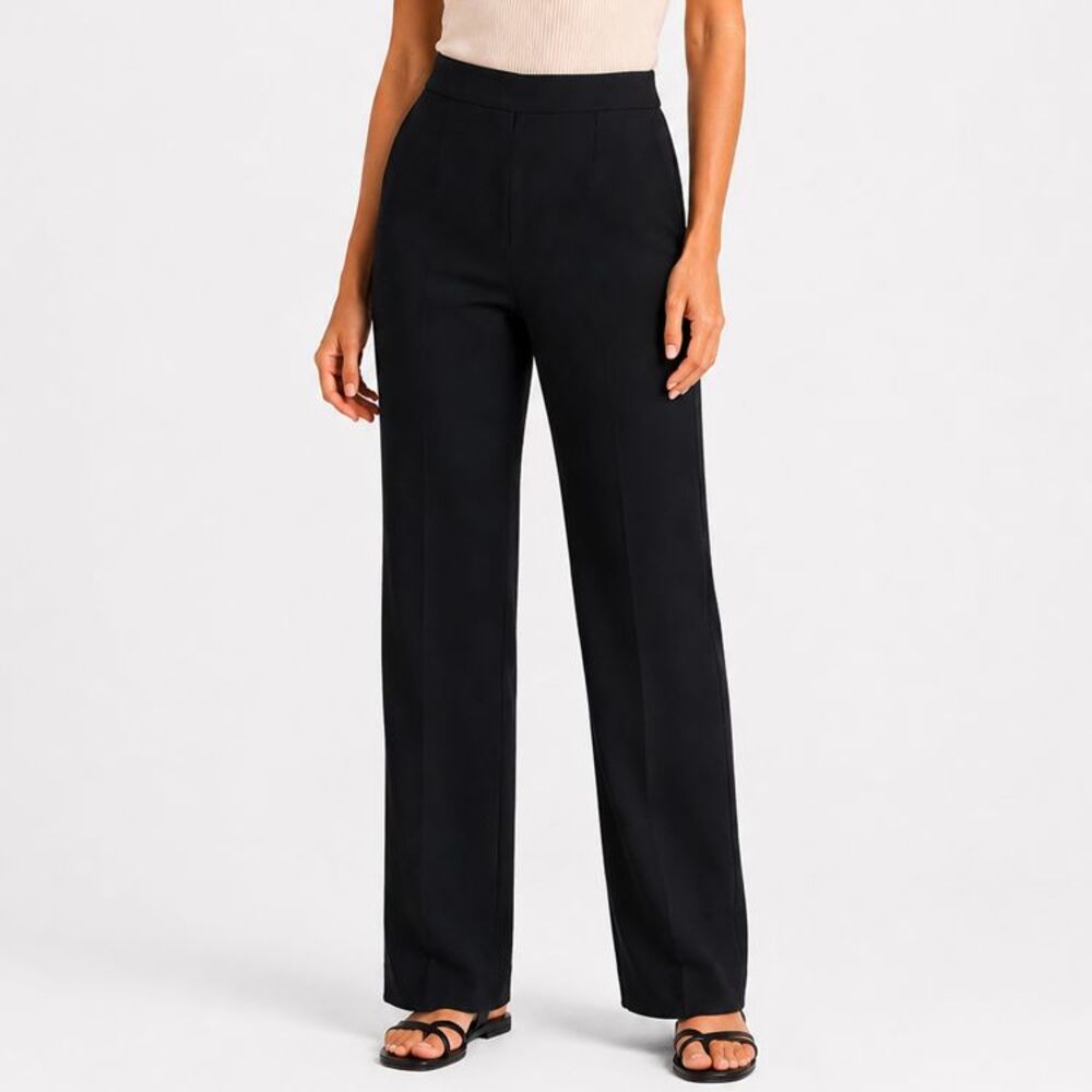 Ming Wang Black Knit Straight Leg Pull On Career Pants Medium